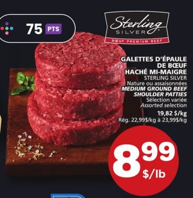 STERLING SILVER MEDIUM GROUND BEEF SHOULDER PAT…