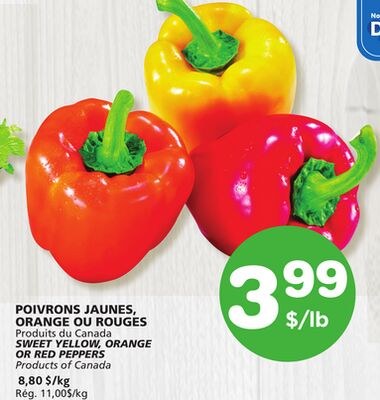 SWEET YELLOW, ORANGE OR RED PEPPERS