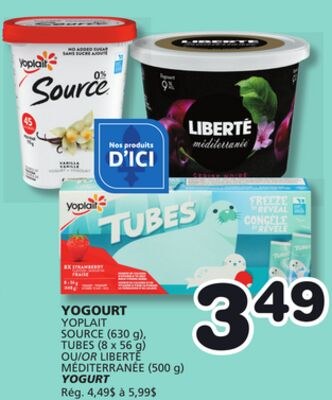 YOPLAIT SOURCE (630 g) TUBES (8 x 56 g) OR LIBE…