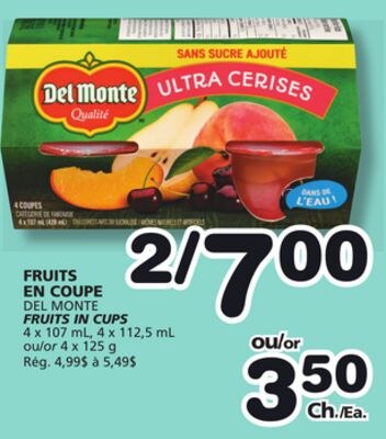 DEL MONTE FRUITS IN CUPS