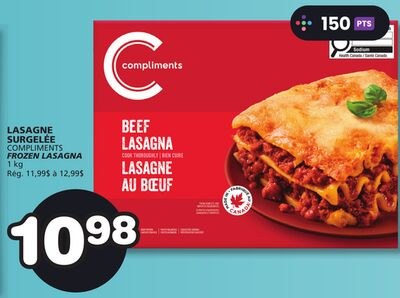 COMPLIMENTS FROZEN LASAGNA