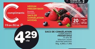 COMPLIMENTS FREEZER BAGS
