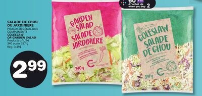 COMPLIMENTS COLESLAW OR GARDEN SALAD