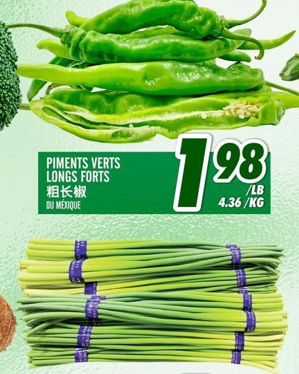 PIMENTS VERTS LONG FORTS