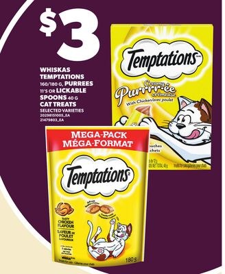 WHISKAS TEMPTATIONS, 160/180 G, PURREES LICKABL…