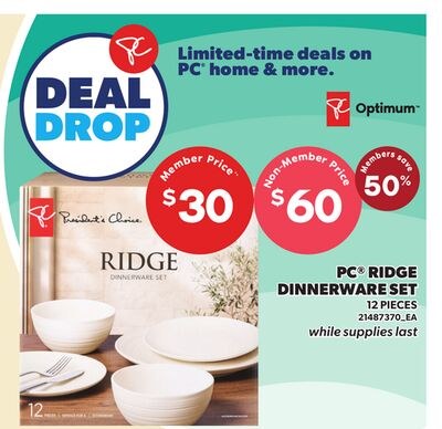 PC® RIDGE DINNERWARE SET, 12 PIECES