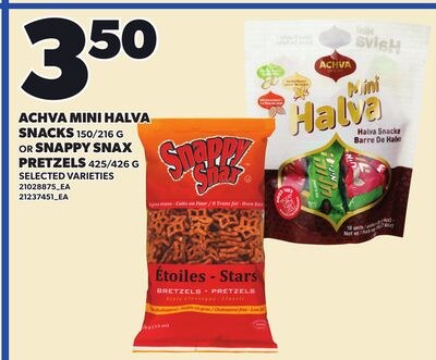 ACHVA MINI HALVA SNACKS, 150/216 G OR SNAPPY SN…