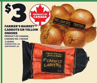 FARMER'S MARKET™ CARROTS OR YELLOW ONIONS, 3 LB…