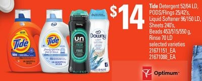 TIDE DETERGENT, 52/64 LD, PODS/FLINGS, 25/42'S,…