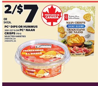 PC® DIPS OR HUMMUS, 200-227 G OR PC® NAAN CRISP…