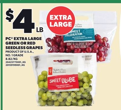 PC® EXTRA LARGE GREEN OR RED SEEDLESS GRAPES