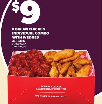 KOREAN CHICKEN INDIVIDUAL COMBO WITH WEDGES, 36…