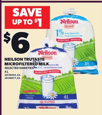 NEILSON TRUTASTE MICROFILTERED MILK, 4 L