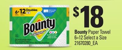 BOUNTY PAPER TOWEL, 6=12 SELECT A SIZE