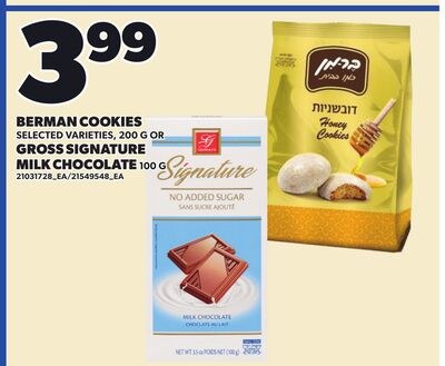 BERMAN COOKIES, 200 G OR GROSS SIGNATURE MILK C…