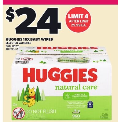 HUGGIES 16X BABY WIPES, 960-1152'S