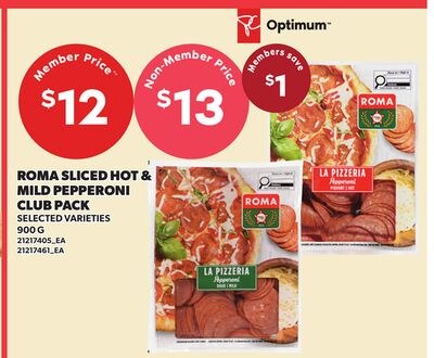ROMA SLICED HOT & MILD PEPPERONI CLUB PACK, 900…