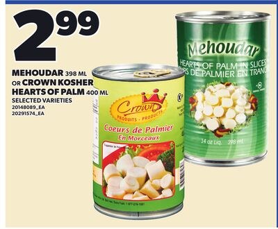 MEHOUDAR, 398 ML OR CROWN KOSHER HEARTS OF PALM…