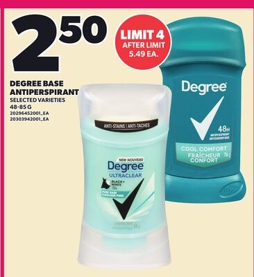 DEGREE BASE ANTIPERSPIRANT, 45-52 EA.