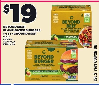 BEYOND MEAT PLANT-BASED BURGERS, 678 G OR GROUN…