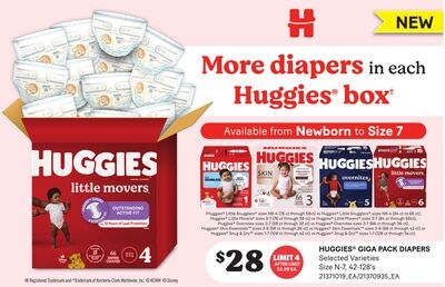 HUGGIES® GIGA PACK DIAPERS, SIZE N-7, 42-128'S
