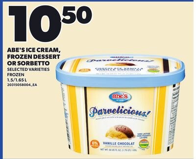 ABE'S ICE CREAM, FROZEN DESSERT OR SORBETTO, 1.…