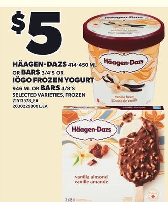 HÄAGEN-DAZS 414-450 ML OR BARS, 3/4'S OR IÖGO F…