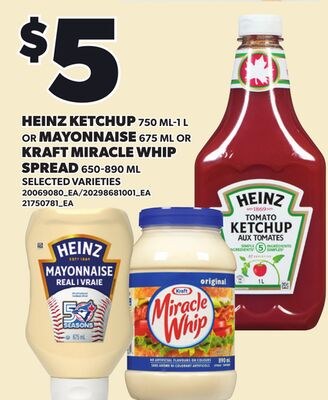 HEINZ KETCHUP, 750 ML-1 L OR MAYONNAISE, 675 ML…