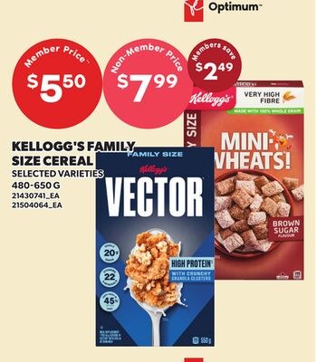 KELLOGG'S FAMILY SIZE CEREAL, 480-650 G