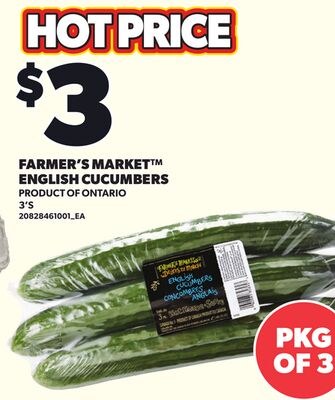 FARMER'S MARKET™ ENGLISH CUCUMBERS, 3'S