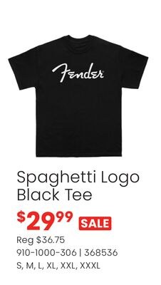 Fender Spaghetti Logo Black Tee