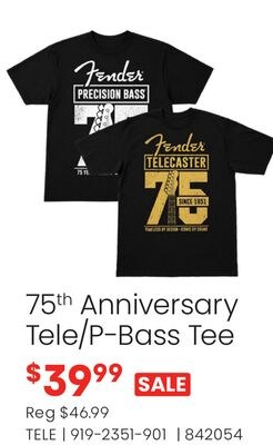 Fender 75th Anniversary Tele/P-Bass Tee