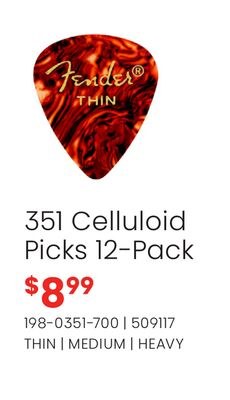 Fender 351 Celluloid Picks 12-Pack