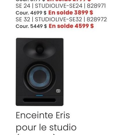 Enceinte Eris pour le studio