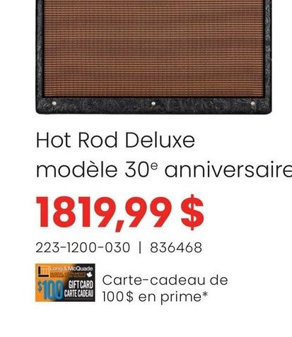Hot Rod Deluxe modèle 30e anniversaire