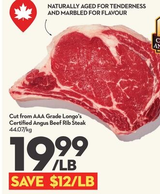 Cut from AAA Grade Certified Angus Beef Rib Ste…