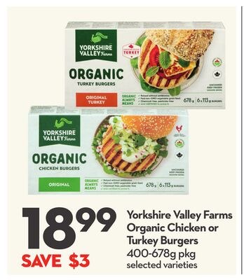 Organic Chicken or Turkey Burgers