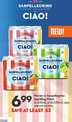 Perrier or Sanpellegrino Sparkling Water
