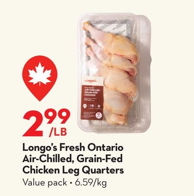 Fresh Ontario Air-Chilled, Grain-Fed Chicken Le…