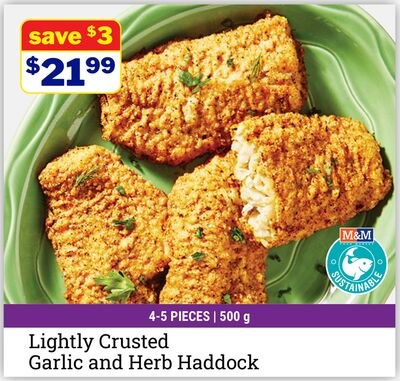 Lightly Crusted Garlic and Herb Haddock
