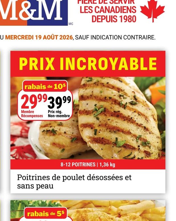 Poitrines de poulet désossées et sans peau
