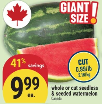 Whole or cut seedless & seeded watermelon