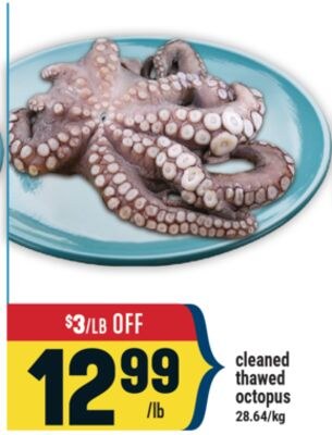 Cleaned thawed octopus