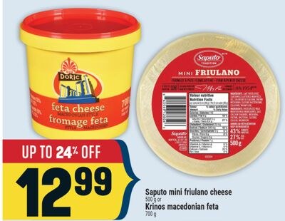 Saputo mini friulano cheese 500 g or Krinos mac…