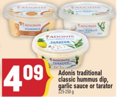 Adonis traditional classic hummus dip, garlic s…