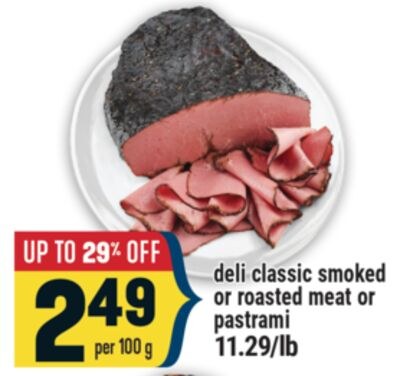deli classic smoked or roasted meat or pastrami
