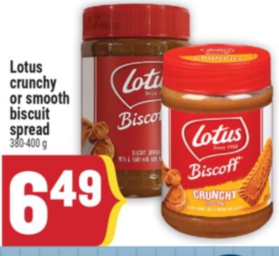 Lotus crunchy or smooth biscuit spread