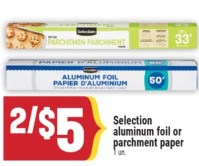 Selection aluminum foil or parchment paper