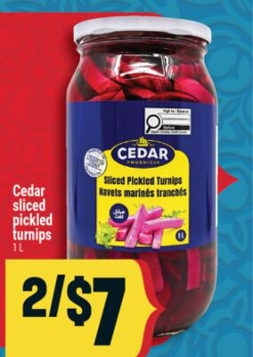 Cedar sliced pickled turnips