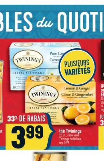 Twinings Herbal Tisane plusieurs variétés